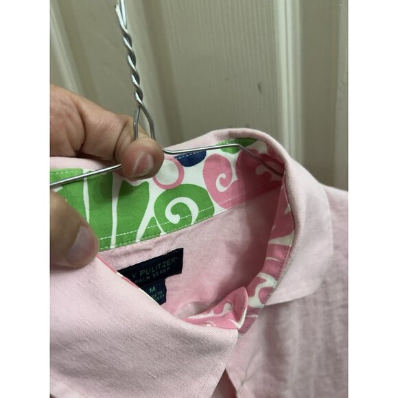XL - Lilly Pulitzer Men's Stuff 100% Linen Size M Wyeth Pink - Picture 13 of 13